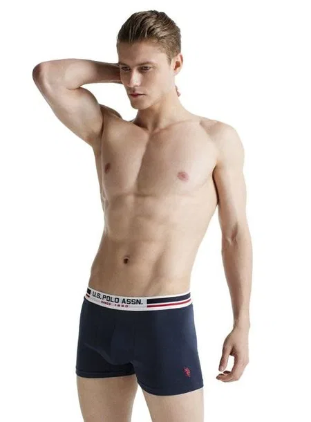 Pamuklu Esnek Bel Lastiği Erkek Boxer US. POLO ASSN. 80431 - Lacivert-Kırmızı-Beyaz